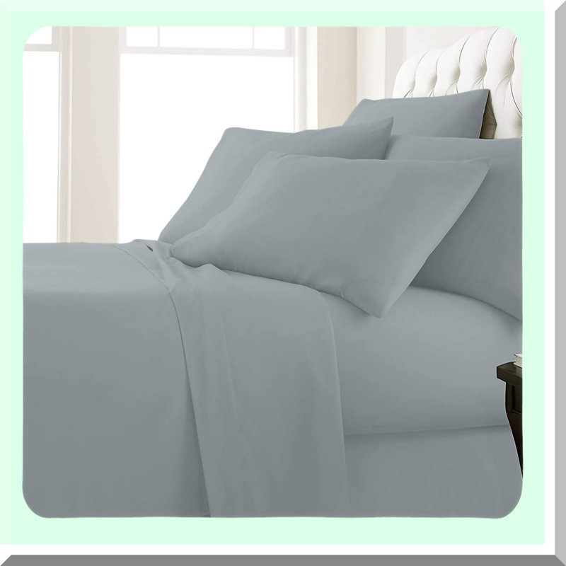 Stone Blue Microfiber 6-Piece Sheet Set