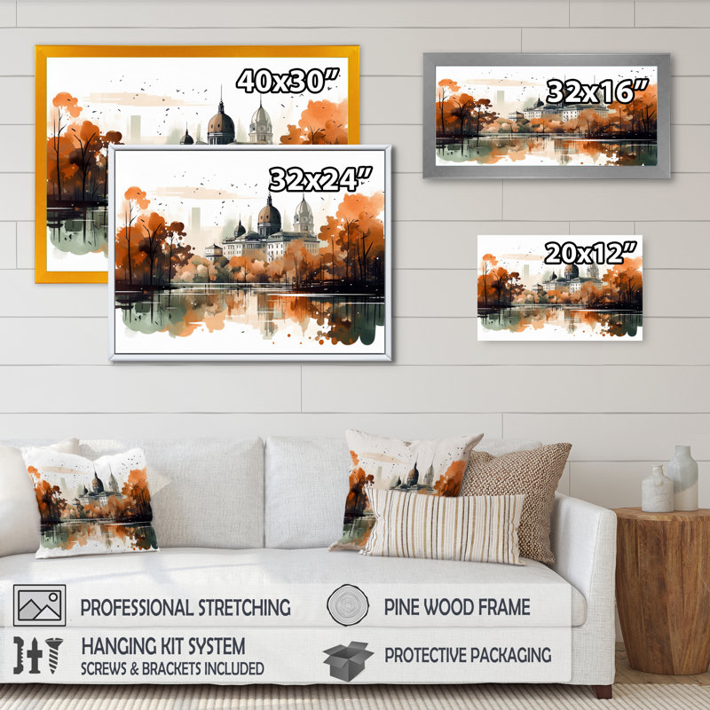 Rosanell Brown and Orange Urban Rhythms - impression, H 30 po x l 40 po x P 1,5 po, Toile tendue