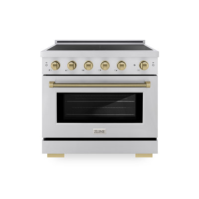 ZLINE Autograph 36 in. Paramount Induction Range with 5 Element Cooktop & Bronze Helix Handle
