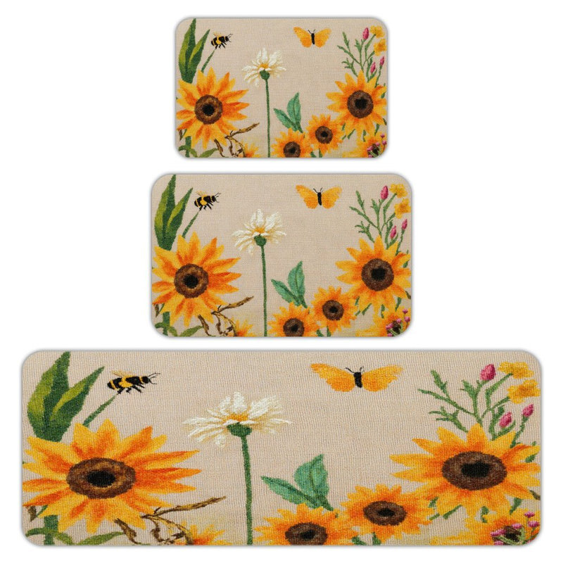 Tapis de cuisine, porche et salle de bain 3 pièces Sunflower Bee
