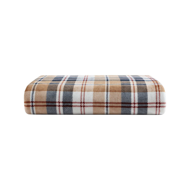 Eddie Bauer Trailhead Plaid Ultra Soft Plush Reversible Beige Blanket, Twin