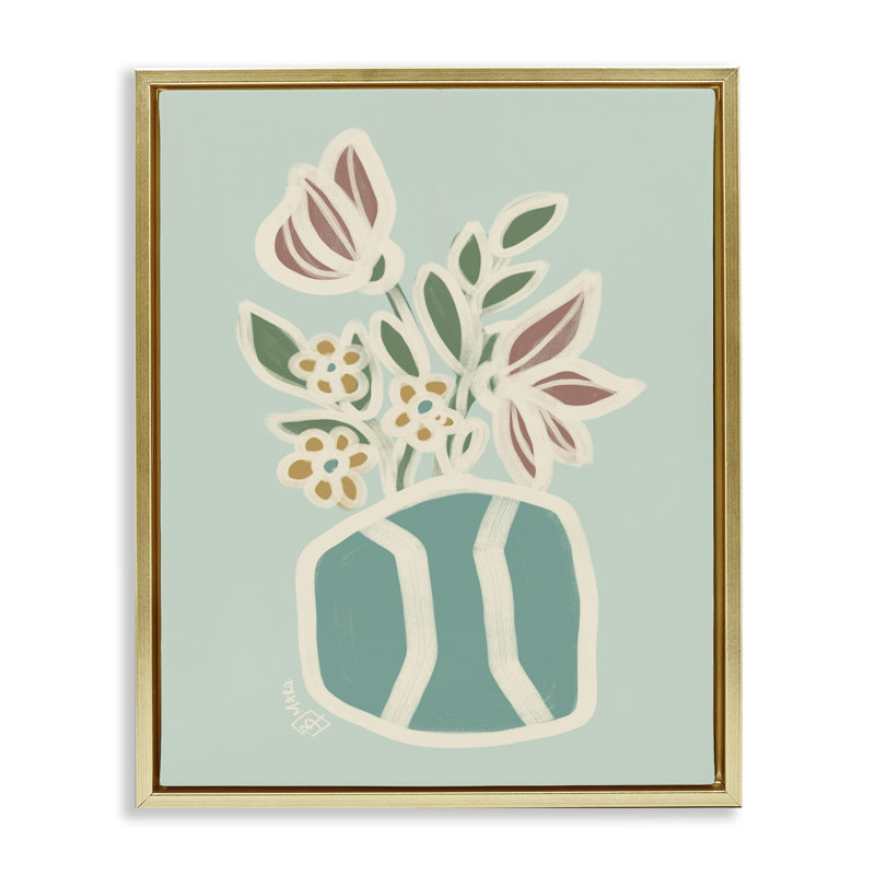 Cadre flottant Erin Flower Bouquet, design par Beki Marquardt, H 21 po x l 17 po, Cadre flottant métallique doré