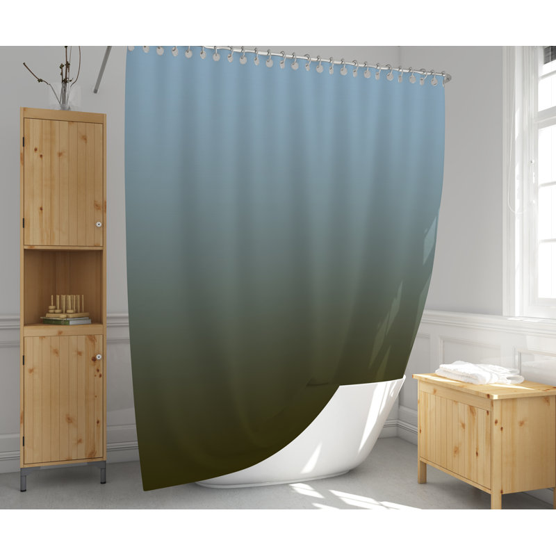 Rideau de douche simple Ombre, H 72 po x l 70 po, Bleu / olive