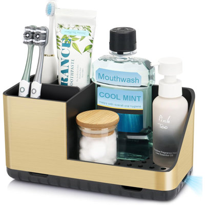 Organisateur de comptoir de salle de bain, porte-brosses à dents, porte-brosse à dents électrique pour enfants et porte-dentifrice, organisateur et rangement d'accessoires de salle de bain