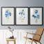 «Blue Blossom Botanical I», ensemble de 3 reproductions de cadres photo-566303055-566303054