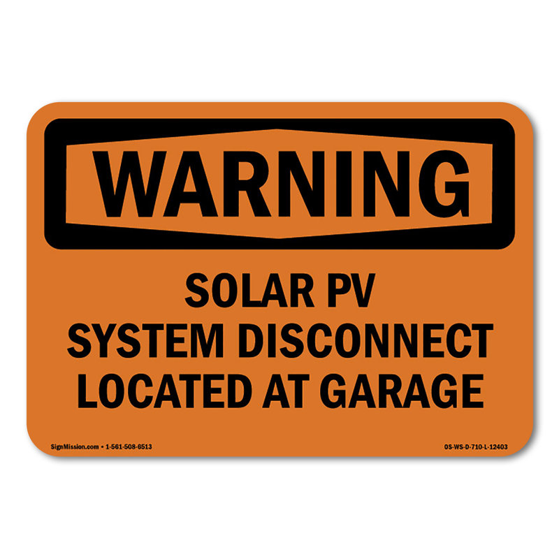 Décalcomanie de système solaire PV située au garage 10 po x 7 po