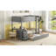 Lit simple superposé simple avec lit gigogne simple, rangement et bureau, gris-501924142