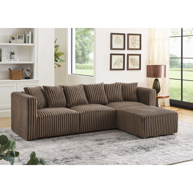 Dalmerlington Modular Sectional, Dark Brown Faux Fur