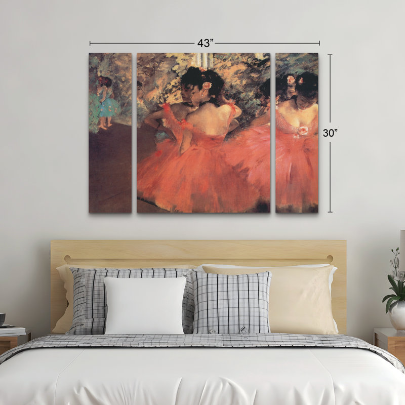 Ensemble de 3 panneaux muraux - Marcus Jules «Ballerine», art mural sur toile pour le salon, la chambre à coucher ou le bureau 