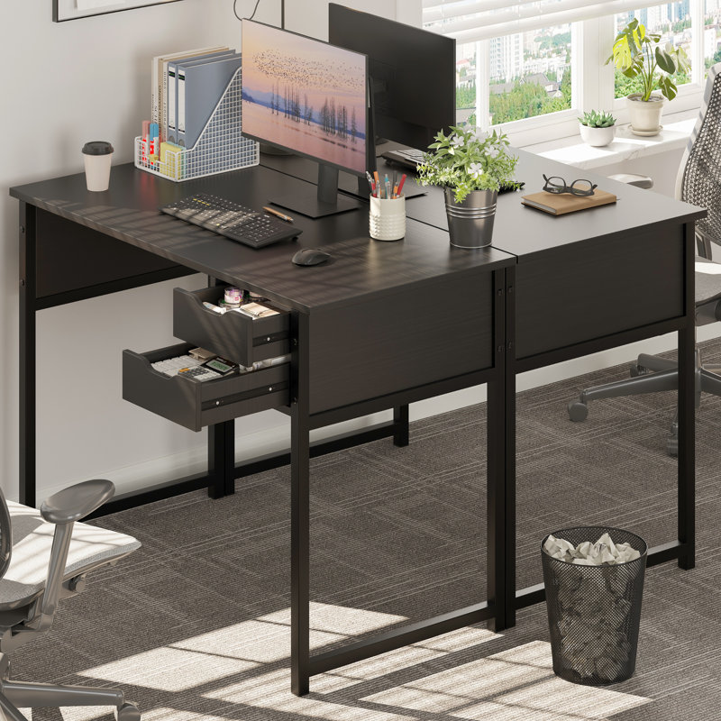 Petit bureau d'ordinateur avec bureau à tiroirs pour petits espaces, bureau d'écriture pour bureau de 39,4 pouces, bureau d'ordinateur de style moderne simple pour chambre à coucher