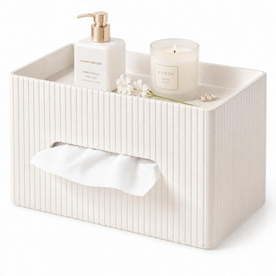 Couvre-boîte à mouchoirs avec plateau de rangement, porte-mouchoirs rectangulaire en similicuir pour salle de bain, table de chevet et bureau