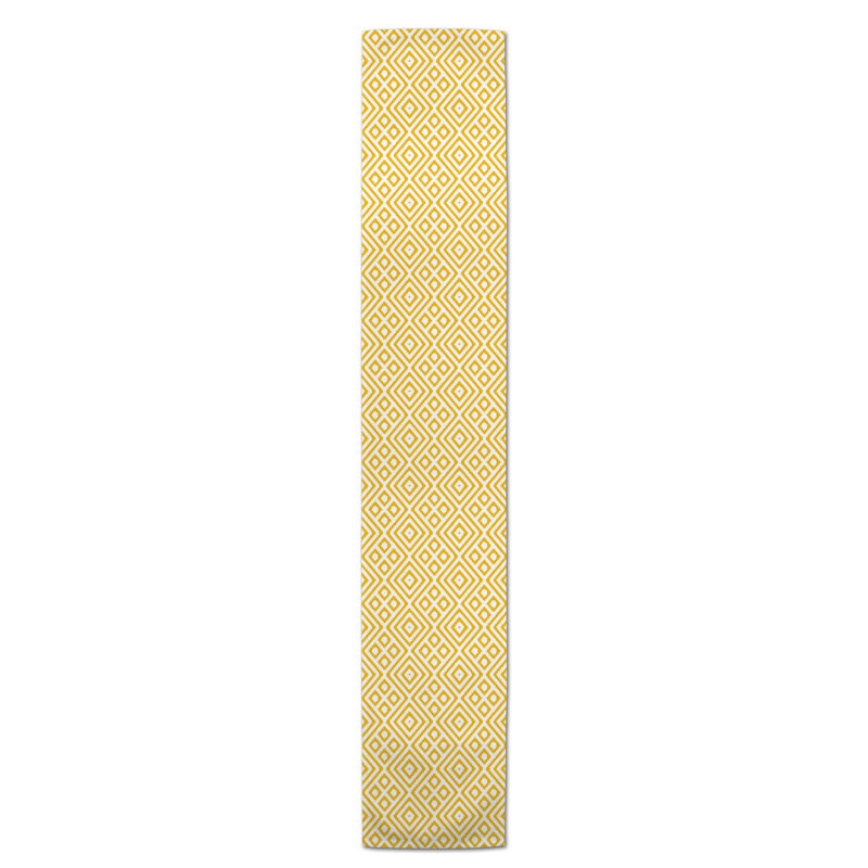 Chemin de table en losanges pointillé Nalston, 72 po x 16 po, Jaune, Ikat