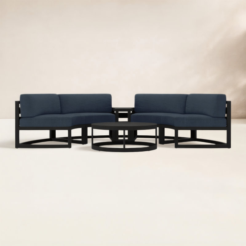 Avion Outdoor 4 - Piece Conversation Set, Spectrum Indigo Sunbrella®, Black