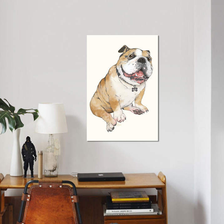 «Bulldog», impression sur toile, H 18 po x l 12 po x P 1,5 po, Toile tendue