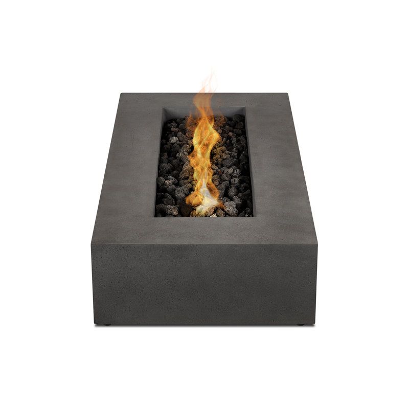 Geneva Concrete Propane Fire Pit Table, 12.75" H x 56.5" W x 28.5" D, Carbon