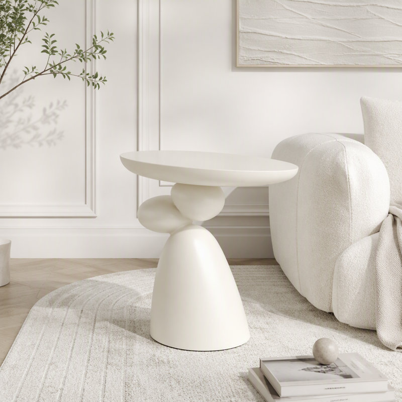 Table de coin minimaliste moderne avec structure en fibre de verre Wabi-Sabi et finition résistante aux égratignures