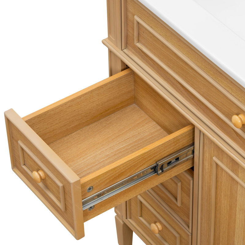Meuble-lavabo de salle de bain avec lavabo et rangement polyvalent, Bois, 36