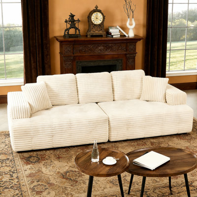 111'' Lawrence Sectional Sofa, Modular Corduroy Upholstered Cloud Couch With Flexible Combination Layout, Deep Seating Comfort For Modern Living Spaces