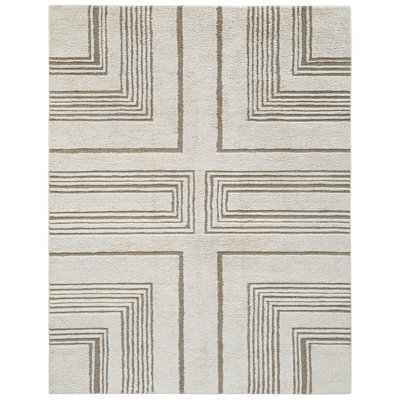 Taupe Ivory Hand-Tufted Wool Rug