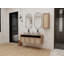 Meuble-lavabo 48 po avec lavabo d'art 2 en céramique et armoire latérale, 4 portes à fermeture douce, montage flottant, contreplaqué (emballage KD)-1800331618