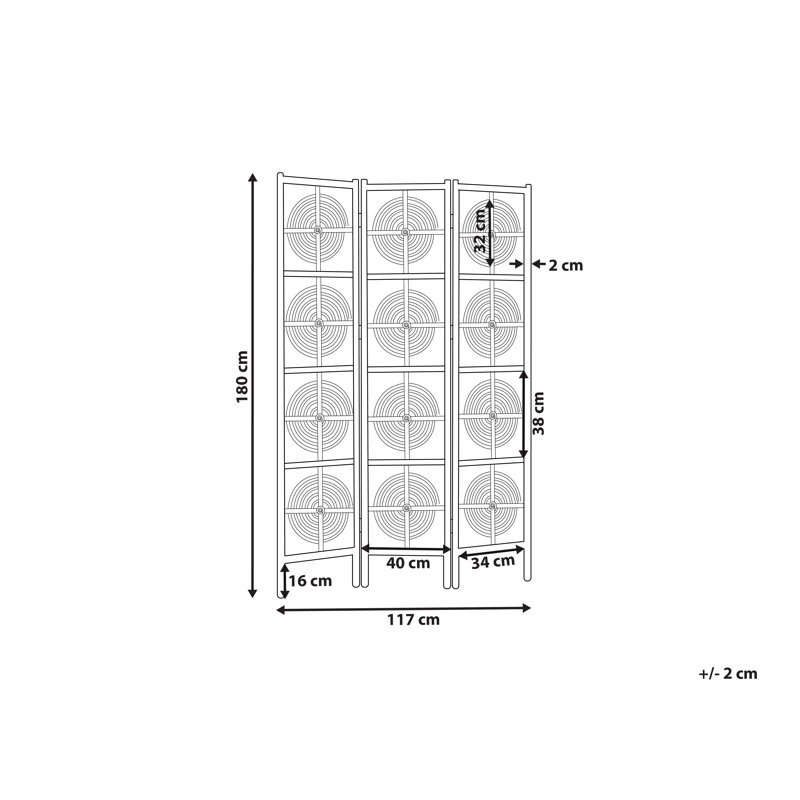 Rossa 117cm W x 180cm H 3 - Panel Folding Room Divider