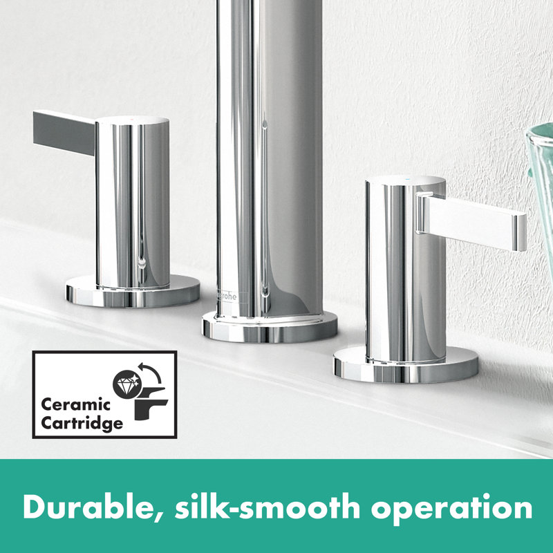 hansgrohe Finoris Widespread Faucet 110 with Pop-up Drain, 1.2 GPM, Matte White