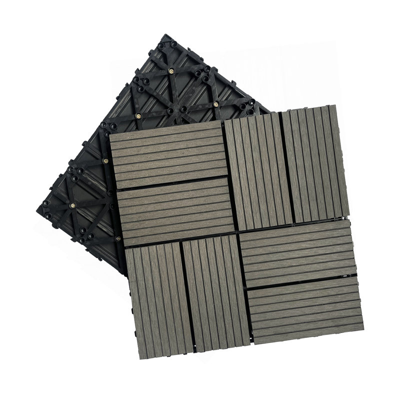 Ensemble de tuiles de terrasse en bois et en plastique composite de 20 pièces, Gris foncé