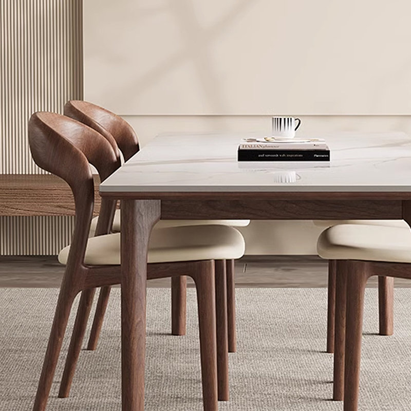Modern deluxe rectangular rock plate dining table