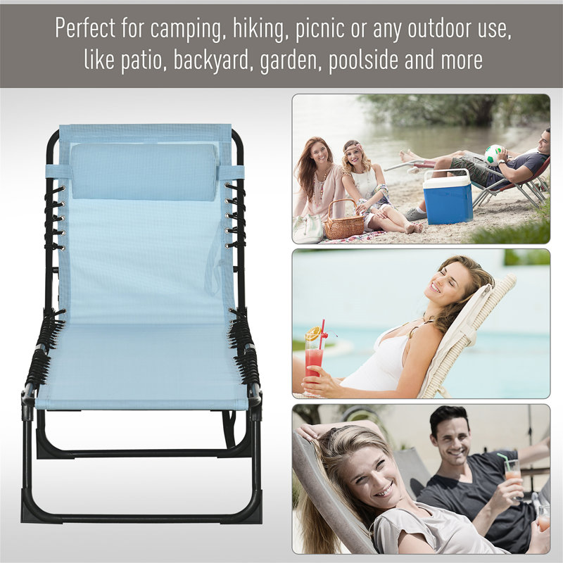Méridienne pliante Outsunny, Bleu clair, 1