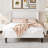 Ophir Queen Size Velvet Bed Frame with Vertical Channel Tufted Wingback Headboard, Upholstered Platform Bed with Wood Slats, No Box Spring Needed, Easy Assembly, White