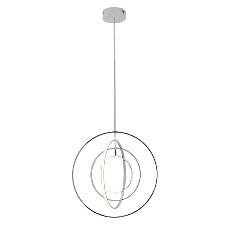 Luminaire suspendu en anneau 4 lumières DEL, Chrome