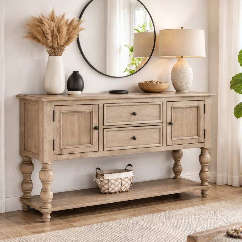 Buffet console 2 portes Cherie, brun clair, 60 po Cherie