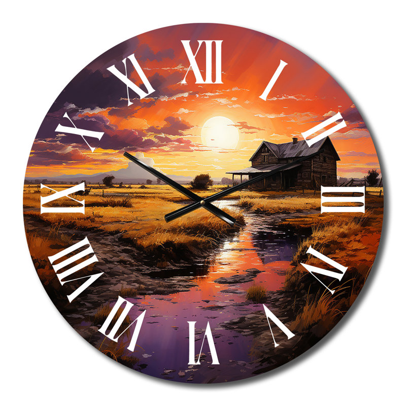 Barns Serenading Sunset - Countryside Wall Clock, Small