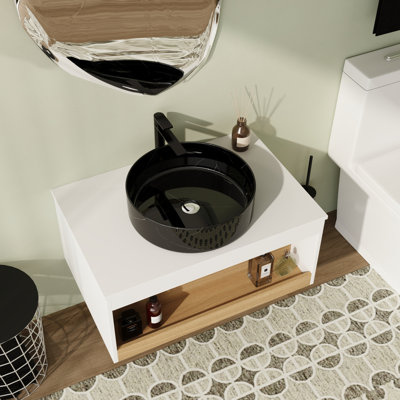Meuble-lavabo mural simple 30 po avec vasque en céramique