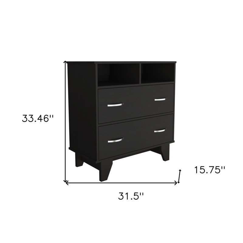  Commode 32 po à deux tiroirs avec tablettes ouvertes