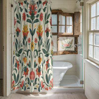 Folk Plant - Rideau de douche Premium