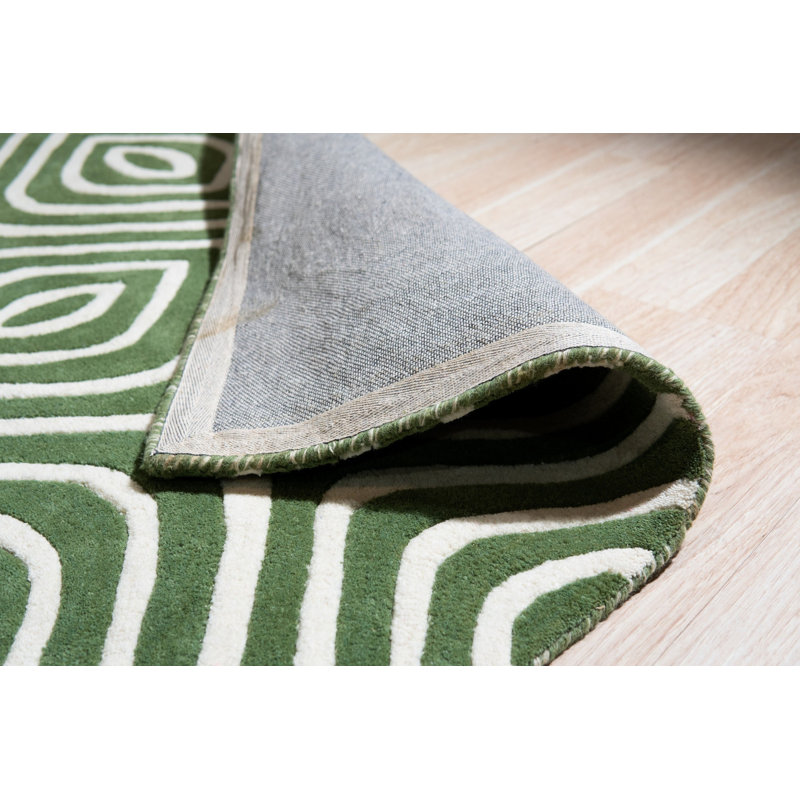 Hand Tufted Wool Area Rug in Green