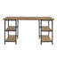 Bureau rustique en bois de peuplier, 4 tablettes ouvertes, style rétro industriel, conception de tablettes à structure en métal, finition