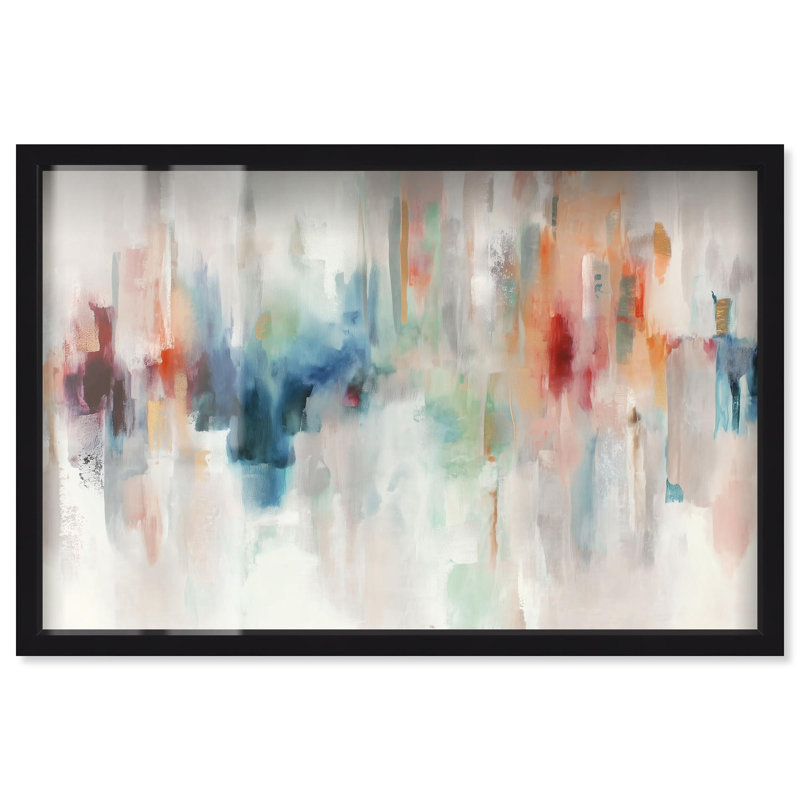Art mural abstrait Fading Color II Shadowbox par Art Remedy, cadre noir, 55 x 37, H 37 po x l 55 po, Structure noire