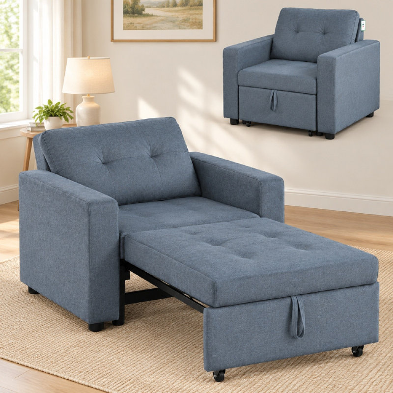 Upholstered Convertible Chair, Dark Grey