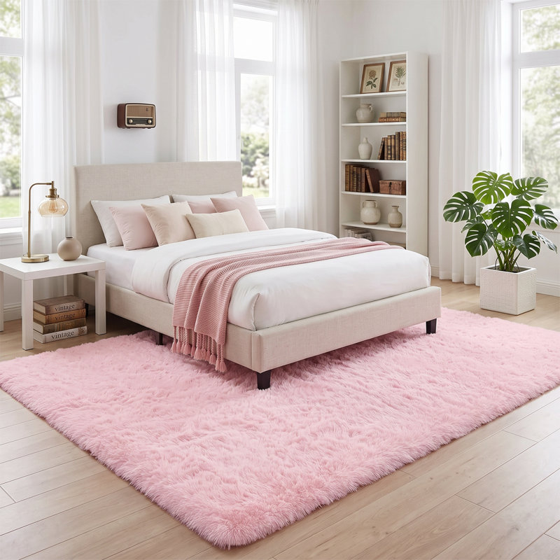 Deep Pile Fluffy Shaggy Area Rug pink living room rug, pink, 160*230cm