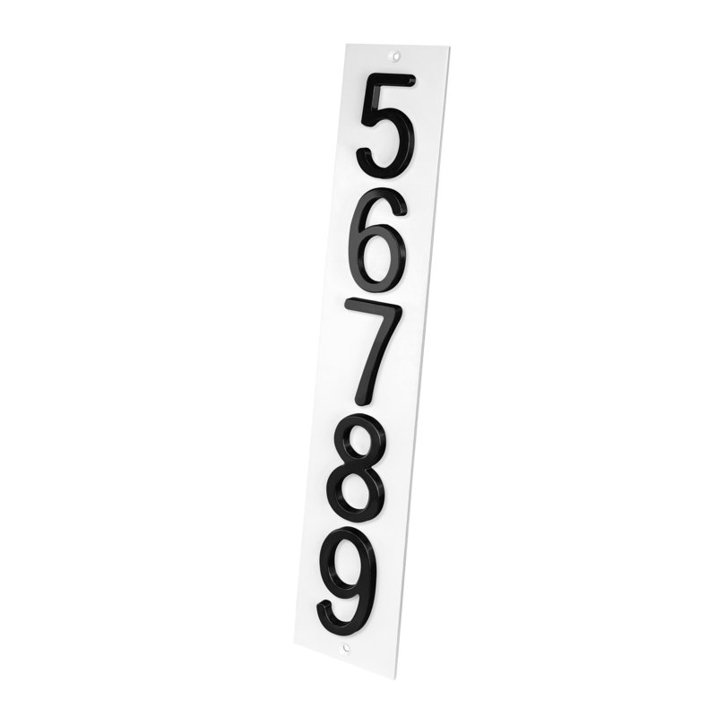 Plaque d'adresse verticale Amgo, Blanc, Noir, noir, noir, noir, Oui