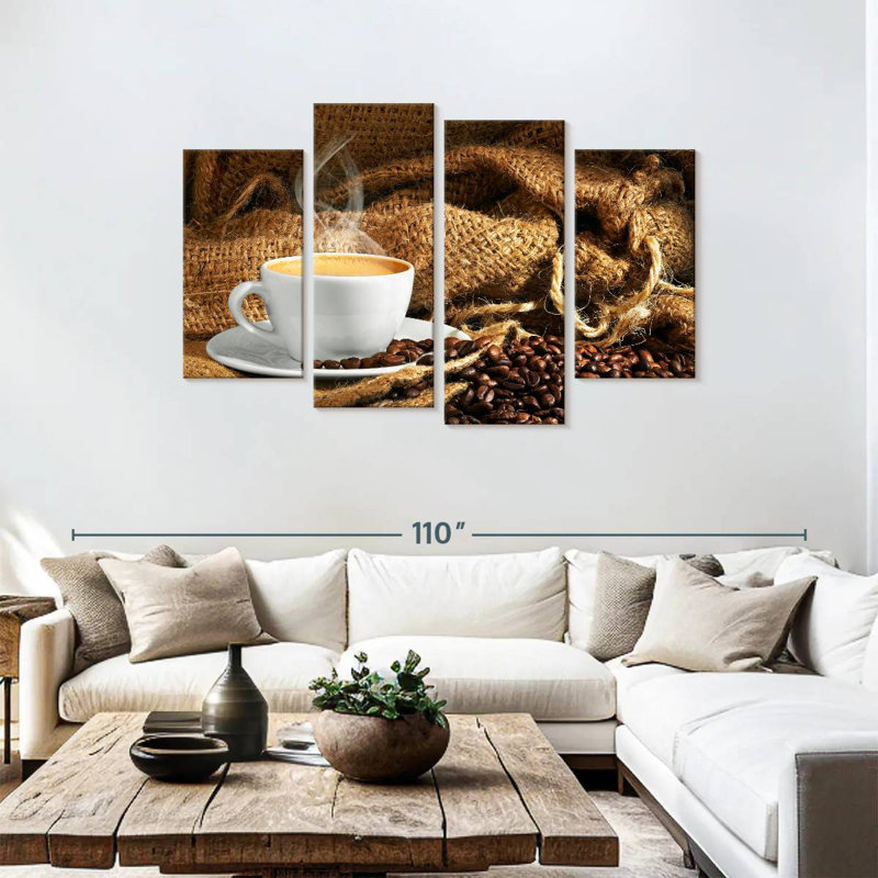 Yarlin Beans And Steaming Coffee, 48" H x 75" W