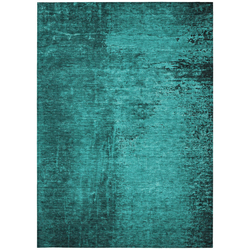 Tapis extérieur lavable antidérapant 8 pi x 10 pi bleu sarcelle