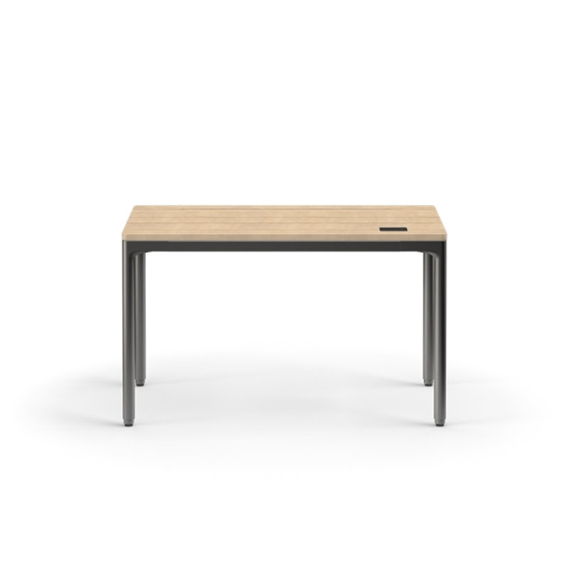 eFloat Quattro, 23 in. D x 58 in. W Sit-Stand Desk with Carbon Black Base, Carbon Black Painted Wood Top, and Black Salzburg Leather Cable Manager