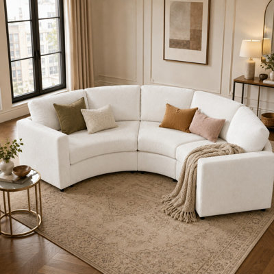 Schum 109.4" Curved Sectional Sofa, 3-Seater Semi-Circular Chenille Couch with Deep Seating, Modern Round Modular Sofa, Solid Pine Frame, Soft Upholstery, for Living Room
