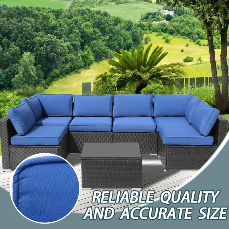14-Piece Replacement Water-Resistant Zippered Machine Washable Outdoor Slipcovers for 6-Seater Patio Sofa Seat and Back Pillows