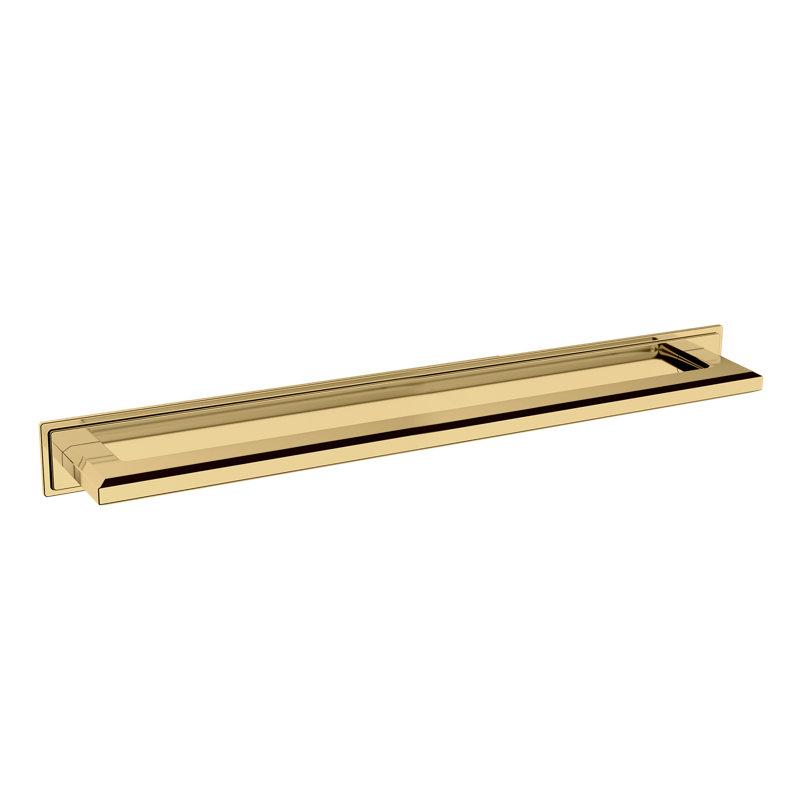 4682 Transitional 8" Backplate, in Non-lacquered Brass, 1" H x 13" W x 0.125" D, Polished Brass