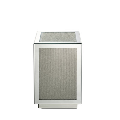 Elegant Mirrored Accent Table Featuring Faux Diamonds - 12"X12"X20", Silver, Robust Metal & Synthetic Wood With Ornaments 20" Height, 12" Width Depth, +