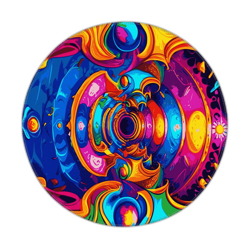 Chenille Abstract Indoor / Outdoor Rug, Round 5'